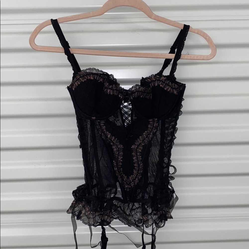 Victoria's Secret Black Sheer Lace Top